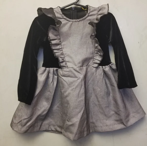 Toddler girl velvet ruffled dress size 3 (B3) - Picture 1 of 3